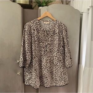 Jones NY Leopard Print Linen Top
